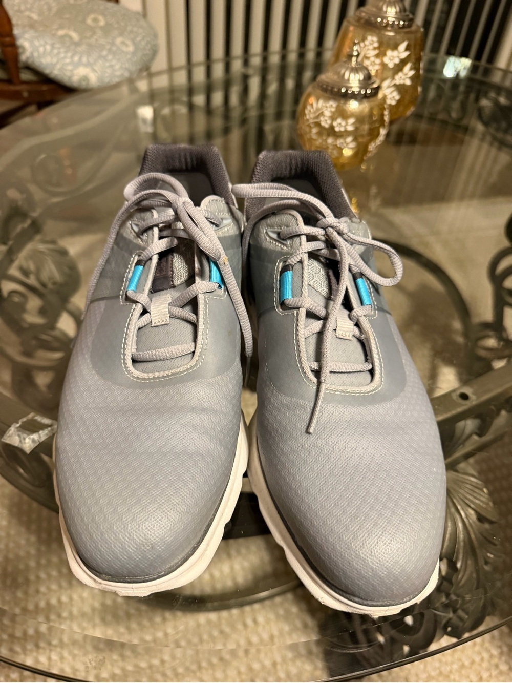 FootJoy Pro SL Golf Shoes Mens 9.5 Grey White Teal Athletic Spikeless